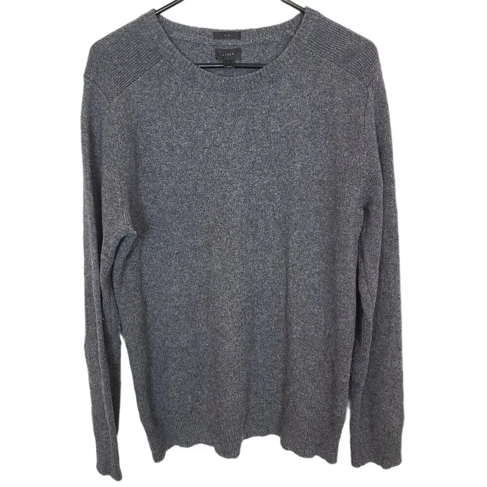 J. Crew Men Merino Wool Alpaca Pullover Sweater Sz L Slim Fit Preppy Minimalist